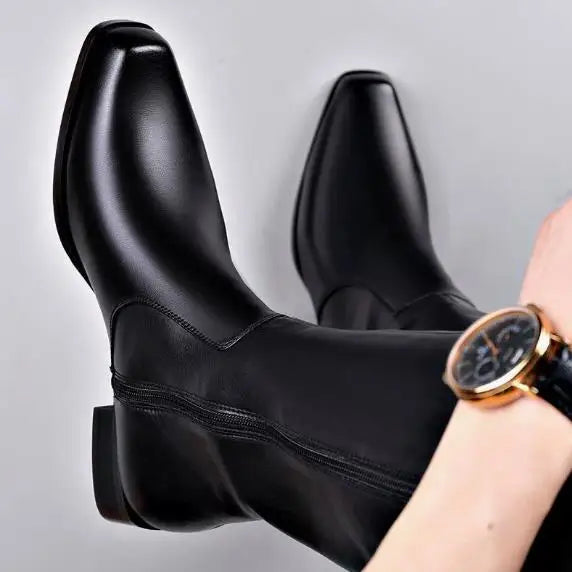 Men's Genuine Leather High Boots – Winter Plush Lining Riding Boots @ ghoddosh.com