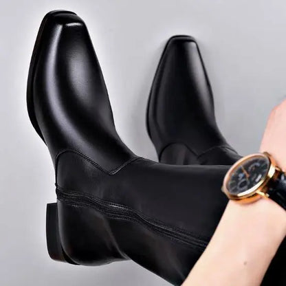 Men's Genuine Leather High Boots – Winter Plush Lining Riding Boots @ ghoddosh.com