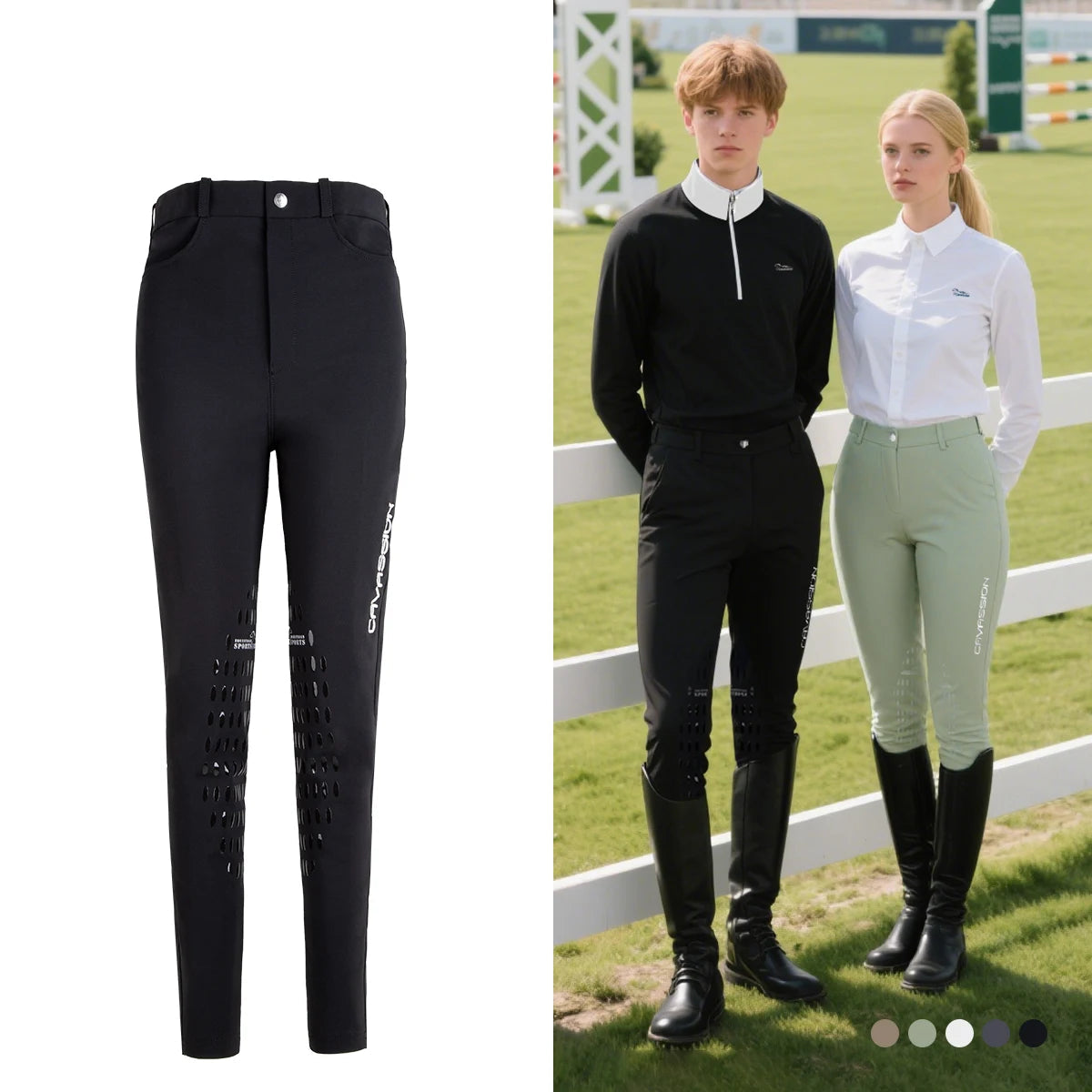 Equestrian Riding Breeches for Women/Men - Horseback Riding Tights with Silicone Knee Patch Grip @ ghoddosh.com