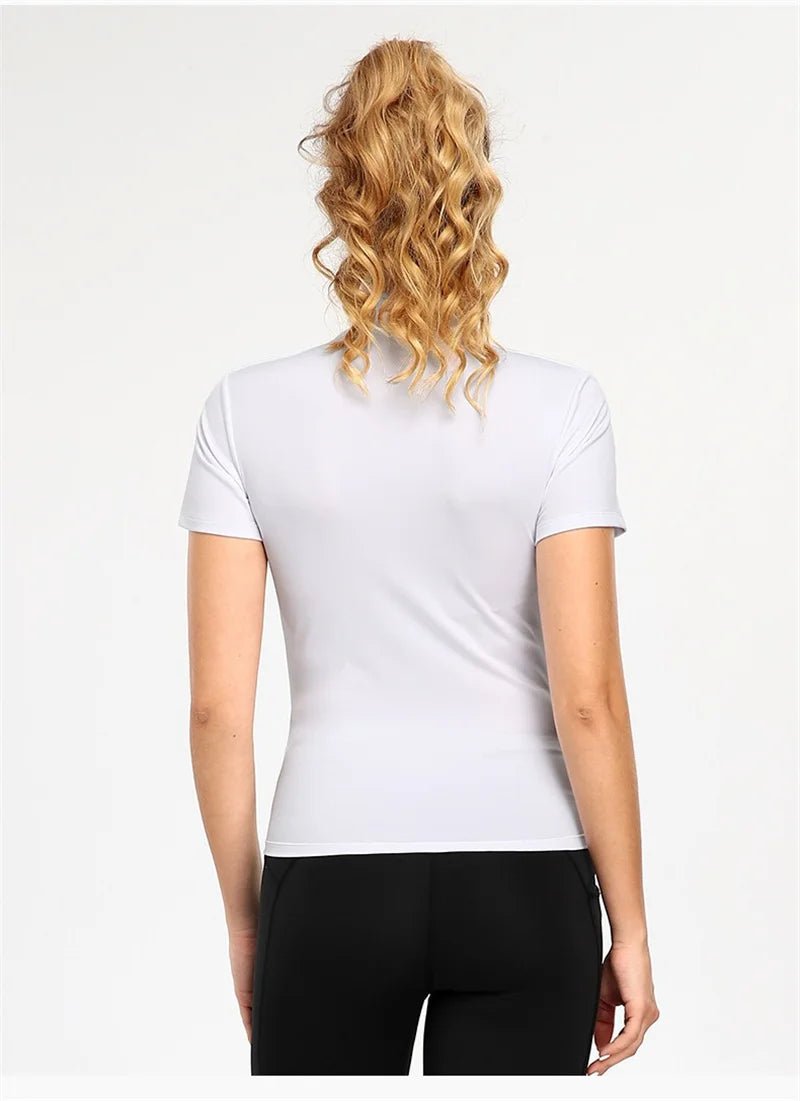 Active Crop Top Sports Women riding Short Sleeve Quarter Zipper