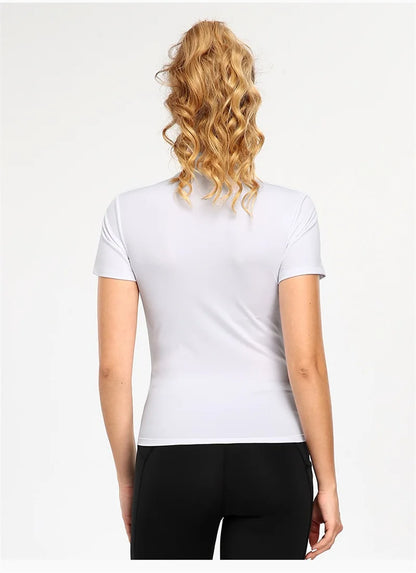 Active Crop Top Sports Women riding Short Sleeve Quarter Zipper