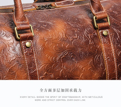 Vintage Embossed Handbag Leather Bag Large  Ghoddosh 