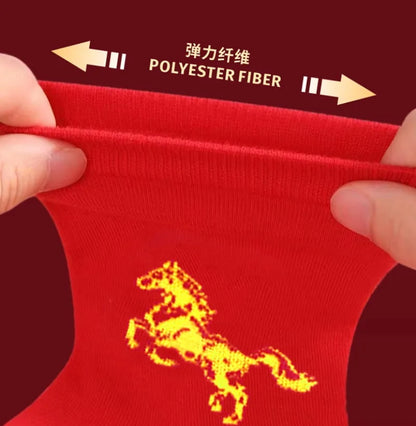 New Year of the Horse Chinese Style  2026 Zodiac Year Red Lucky  Cotton Socks  for Couple Christmas @ghoddosh.com