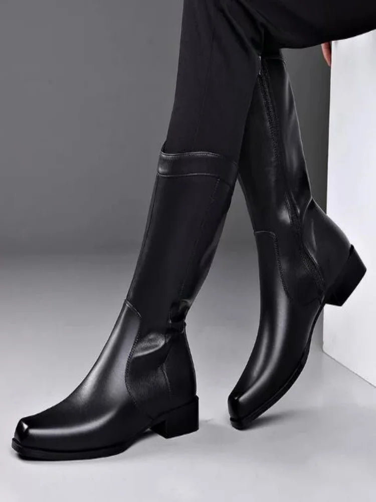 Men's Genuine Leather High Boots – Winter Plush Lining Riding Boots @ ghoddosh.com
