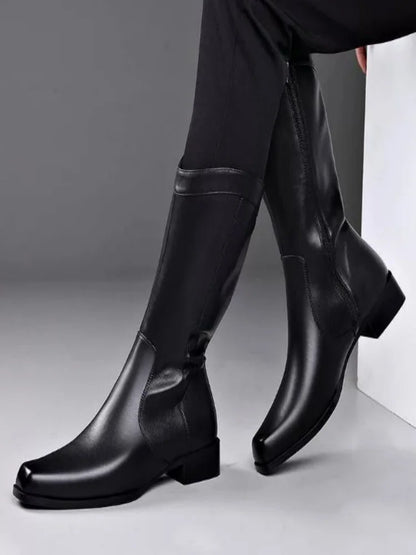 Men's Genuine Leather High Boots – Winter Plush Lining Riding Boots @ ghoddosh.com