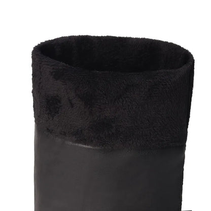 Women's Round Toe Chunky Block Heel Thigh-High Riding Boots with Belt Buckles @ ghoddosh.com