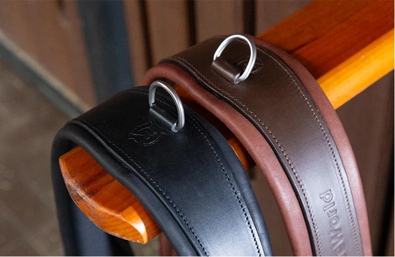 Premium Chocolate Leather Anatomical Girth | Anti-Chafe, Elastic & Padded for Training & Show @ ghoddosh.com