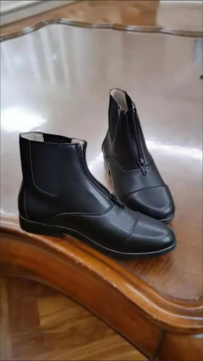Men New Horse Riding  half Boots Customized High Quality Zipper Shoes - Ghoddosh