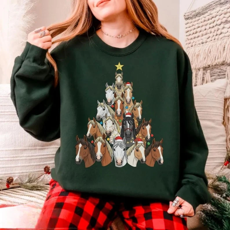 Ten Thousand Horses Christmas Sweatshirt / Cute Holiday  Western Christmas Cowboy Hoodie - ghoddosh.com