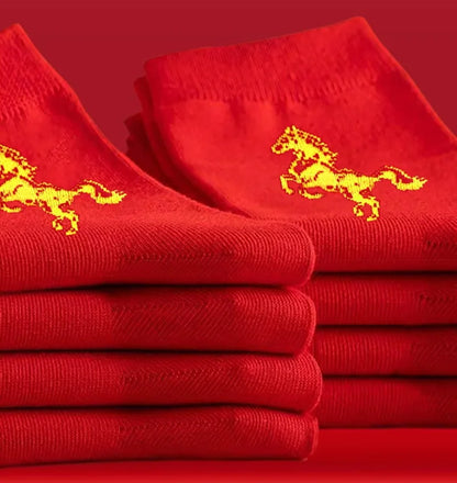 New Year of the Horse Chinese Style  2026 Zodiac Year Red Lucky  Cotton Socks  for Couple Christmas @ghoddosh.com