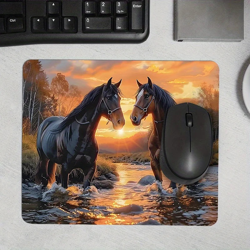 Printed horse pattern  anti-slip rubber computer mousepad @ghoddosh.com
