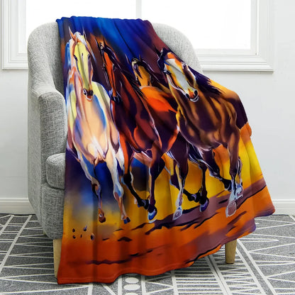 Horse lovers Blanket / Cowgirl  Western Soft Warm Print  Blanket