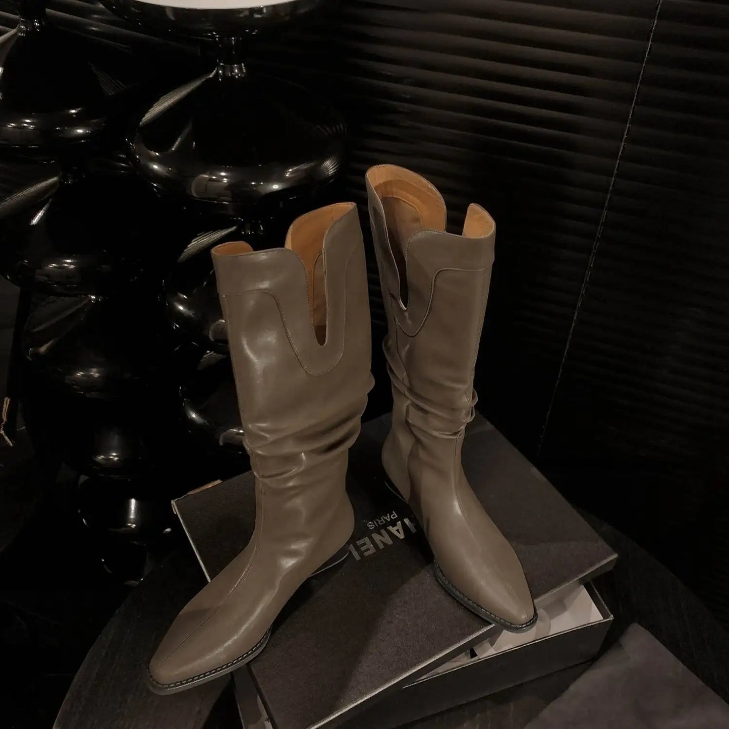2026 New Cow Leather Round Toe Low Heels Winter Warm Riding Knee Boots  - ghoddosh.com