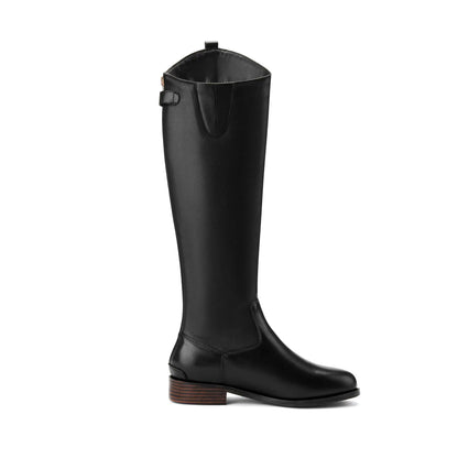 Women's Genuine Leather Thigh-High Riding Boots, Round Toe Mid-Heel Streetwear @ ghoddosh.com