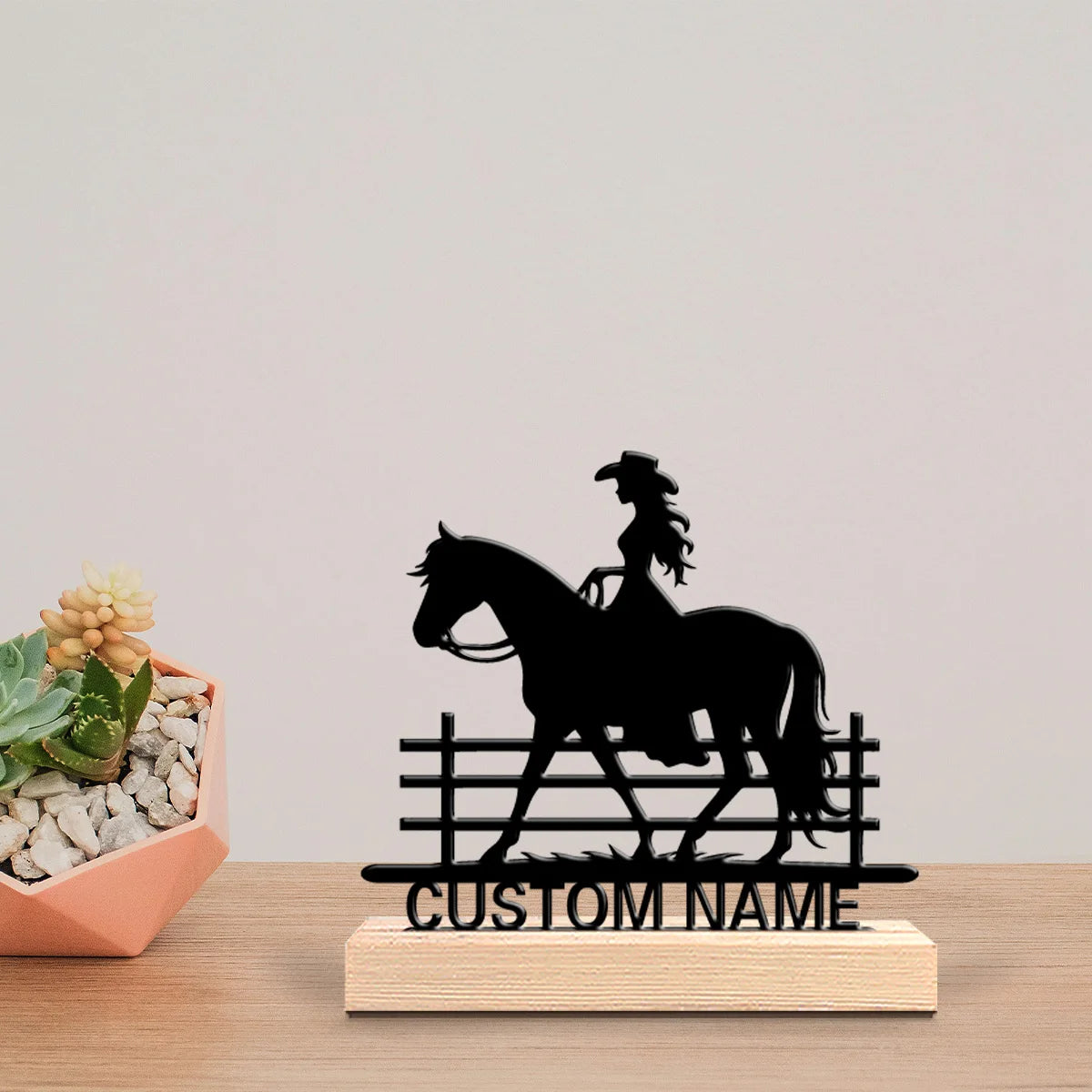 Fashion Personalized Customized Cowgirl Riding A Horse Metal Statue @ghoddosh.com