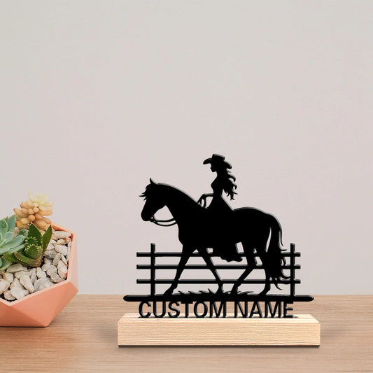Fashion Personalized Customized Cowgirl Riding A Horse Metal Statue @ghoddosh.com