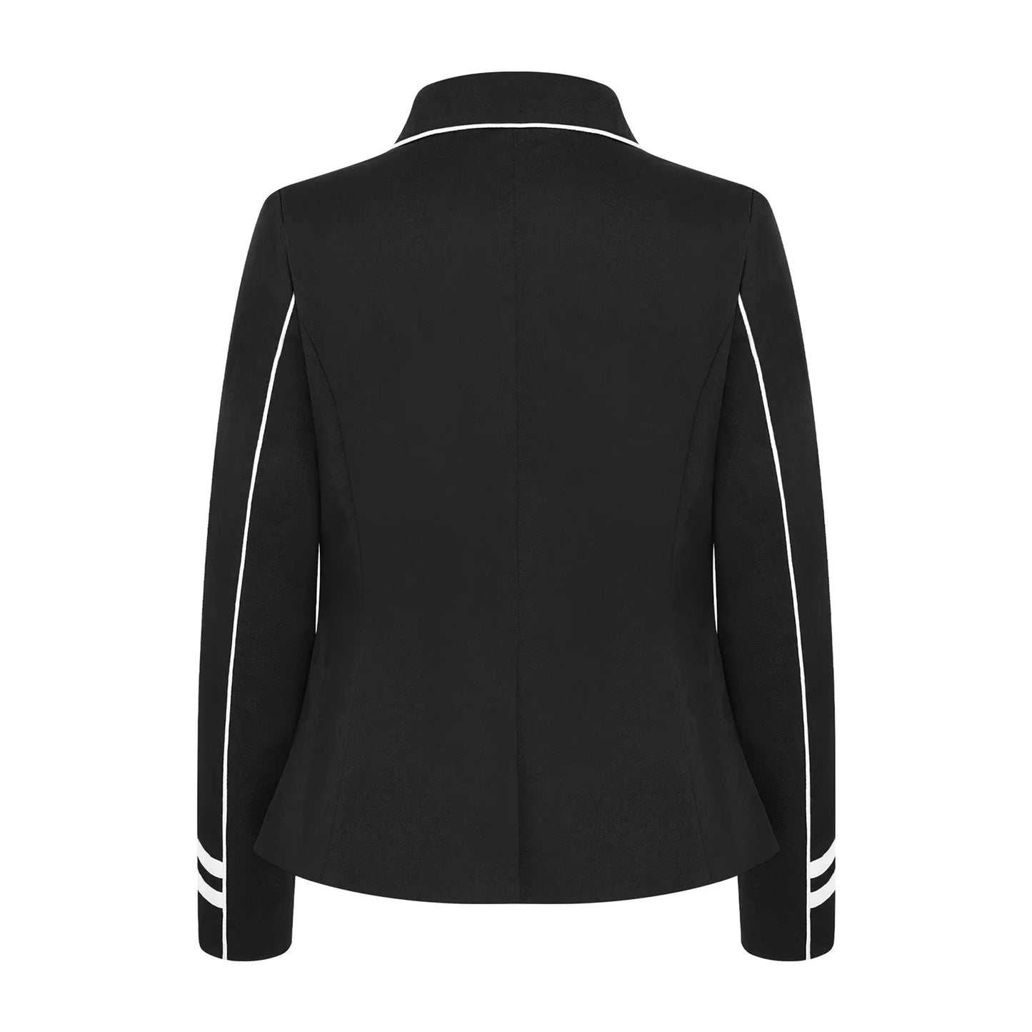 Black blazer with white piping on a white background @ ghoddosh.com