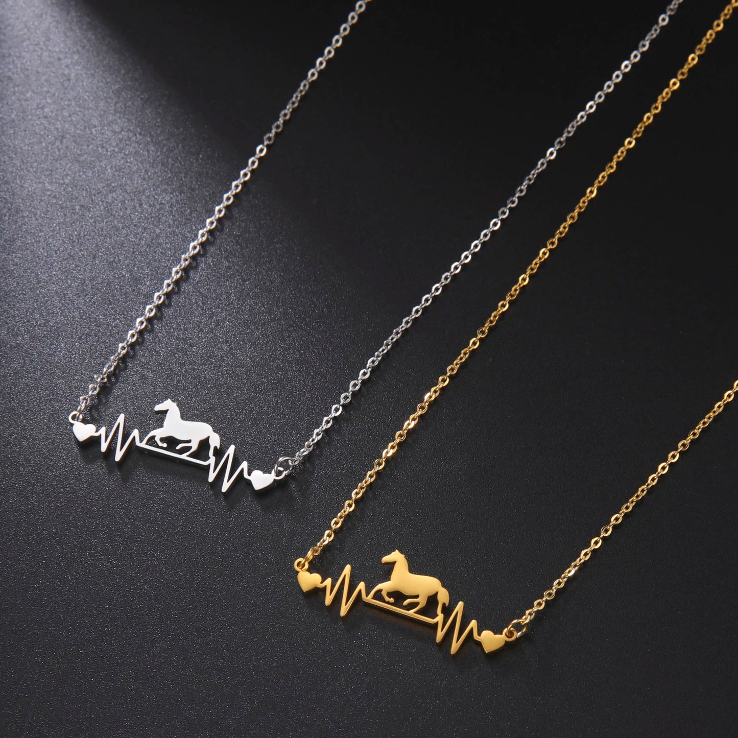Geometric Stainless Steel  Horse Lifeline Pendant @ ghoddosh.com