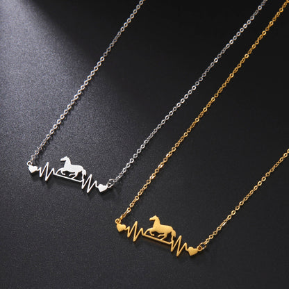 Geometric Stainless Steel  Horse Lifeline Pendant @ ghoddosh.com