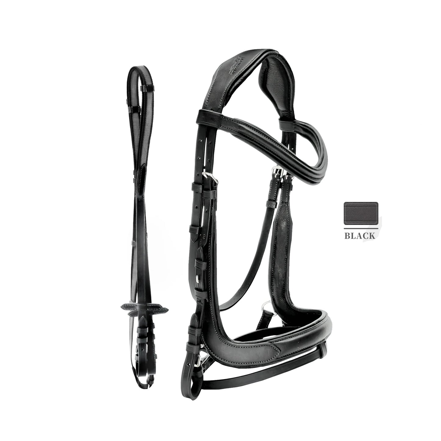 Leather Horse Riding bridle with anti-slip reins  