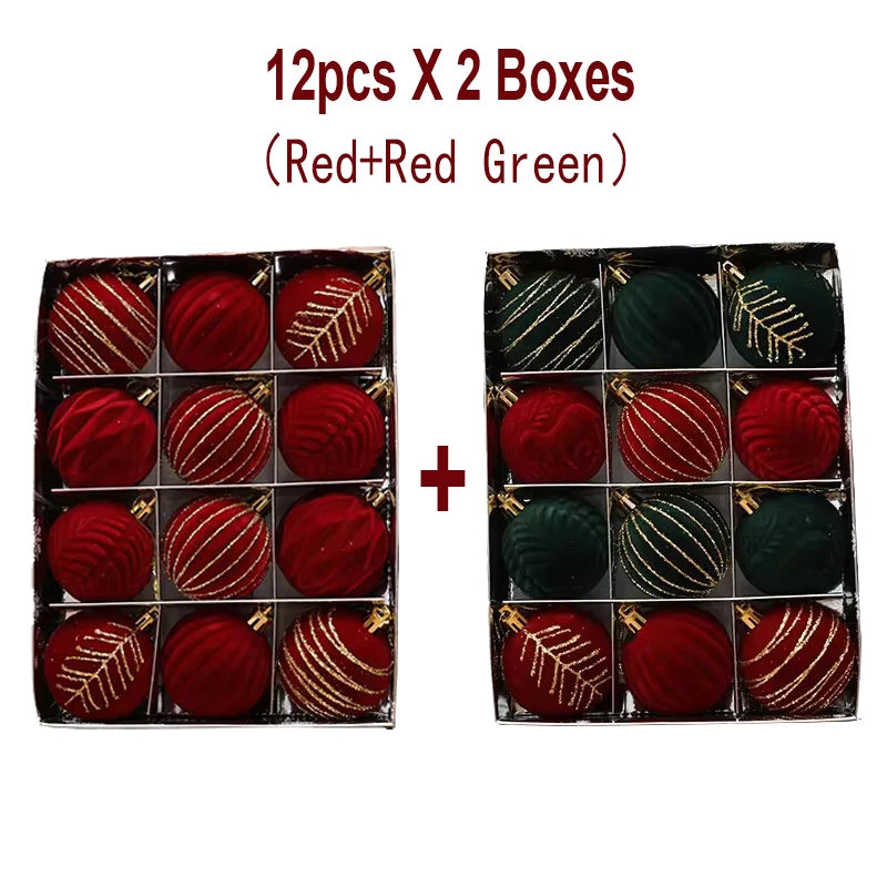 6/12pcs 6cm Wine Red Christmas Ball Ornaments / Available in Dark Green / White Christmas Tree Party Decoration @ghoddosh.com