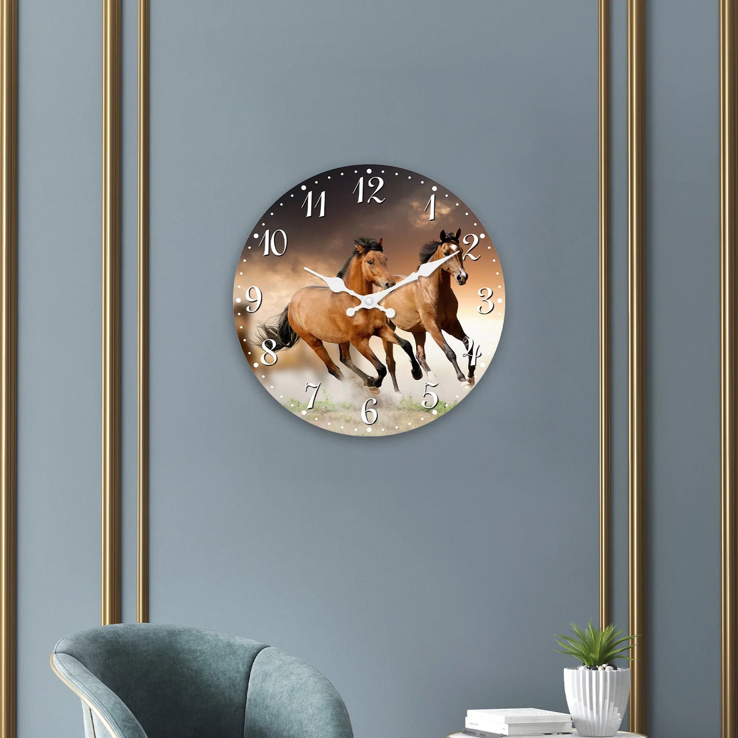 Personalized  Horse Element Wooden Wall Clock
