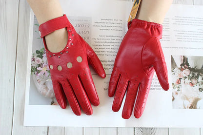 Summer  Women's  Leather Gloves / Unlined Fashion Hollow Out Style . Ghoddosh