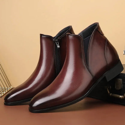 Men's Chelsea  British Style Short Ankle Boots - Luxury High Quality Leather Boots for Men  - Ghoddosh