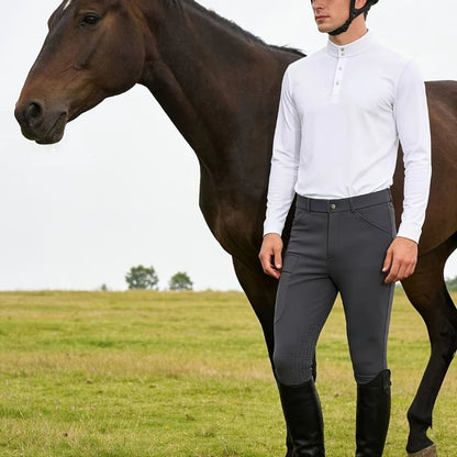 Men’s Silicone Knee Patch Riding Breeches – Breathable, Quick-Dry Equestrian Pants @ ghoddosh.com