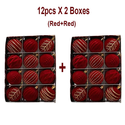 6/12pcs 6cm Wine Red Christmas Ball Ornaments / Available in Dark Green / White Christmas Tree Party Decoration @ghoddosh.com