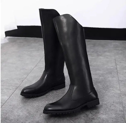 Men's Tall Leather Equestrian Boots – Knee-High Military Parade Riding Footwear @ ghoddosh.com
