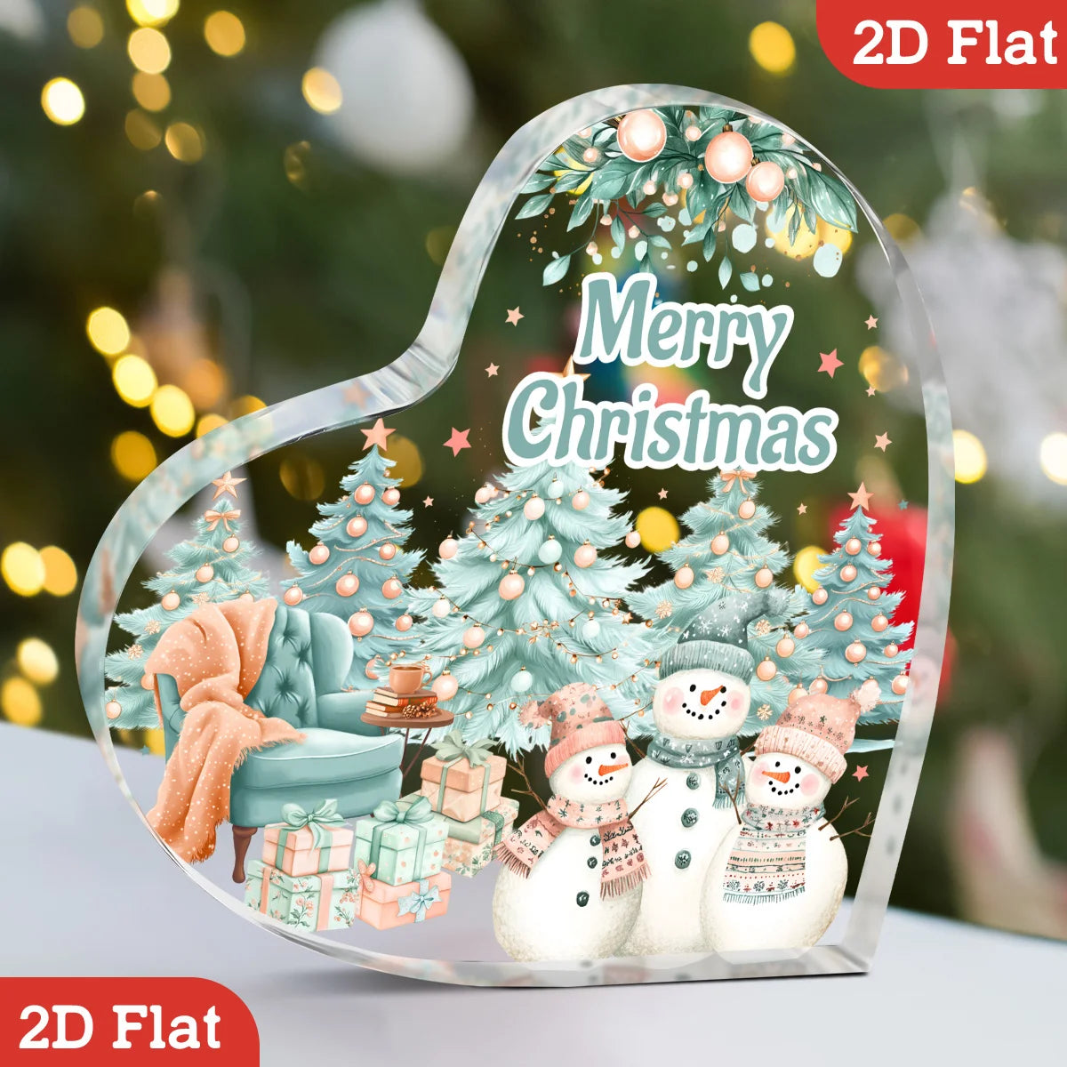 2D  Snowman pine acrylic Christmas decoration plaque, home party decoration ornament @ ghoddosh.com