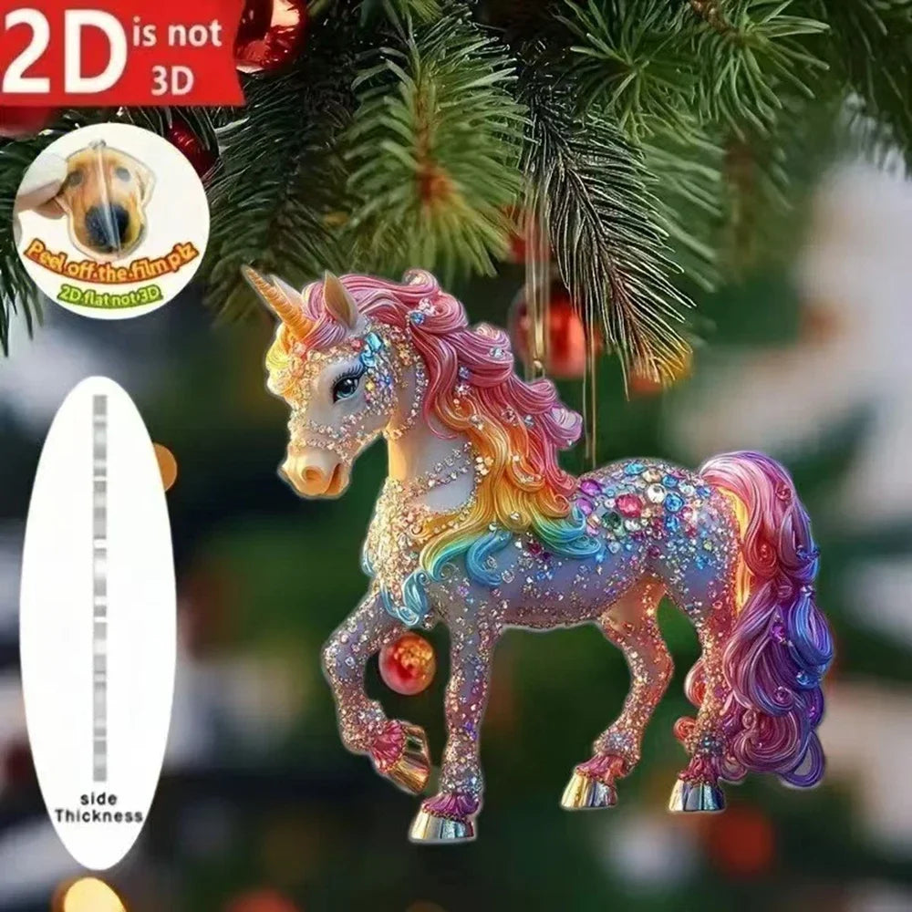 2D Acrylic Horse Christmas Pendant / Magical Horse  Tree Ornament @ghoddosh.com