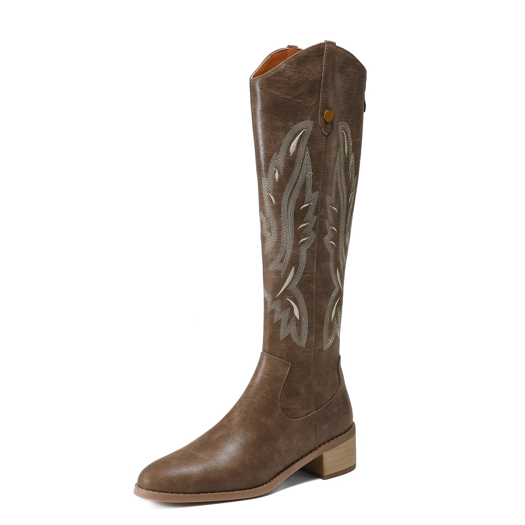Cow Leather Embroider High Heels Modern Western Boots - Ghoddosh
