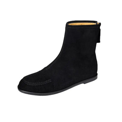 2026 NEW Autumn Women Suede Leather Boots - Round Toe , Low Heel  , Slip-on Chelsea Boots - ghoddosh.com