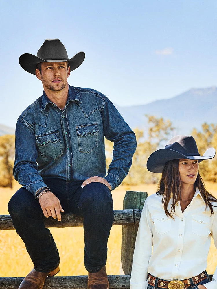 Unisex 100% Wool Cowboy Fedora Hat – Wide Brim Rolled Edge with Belt Buckle @ ghoddosh.com