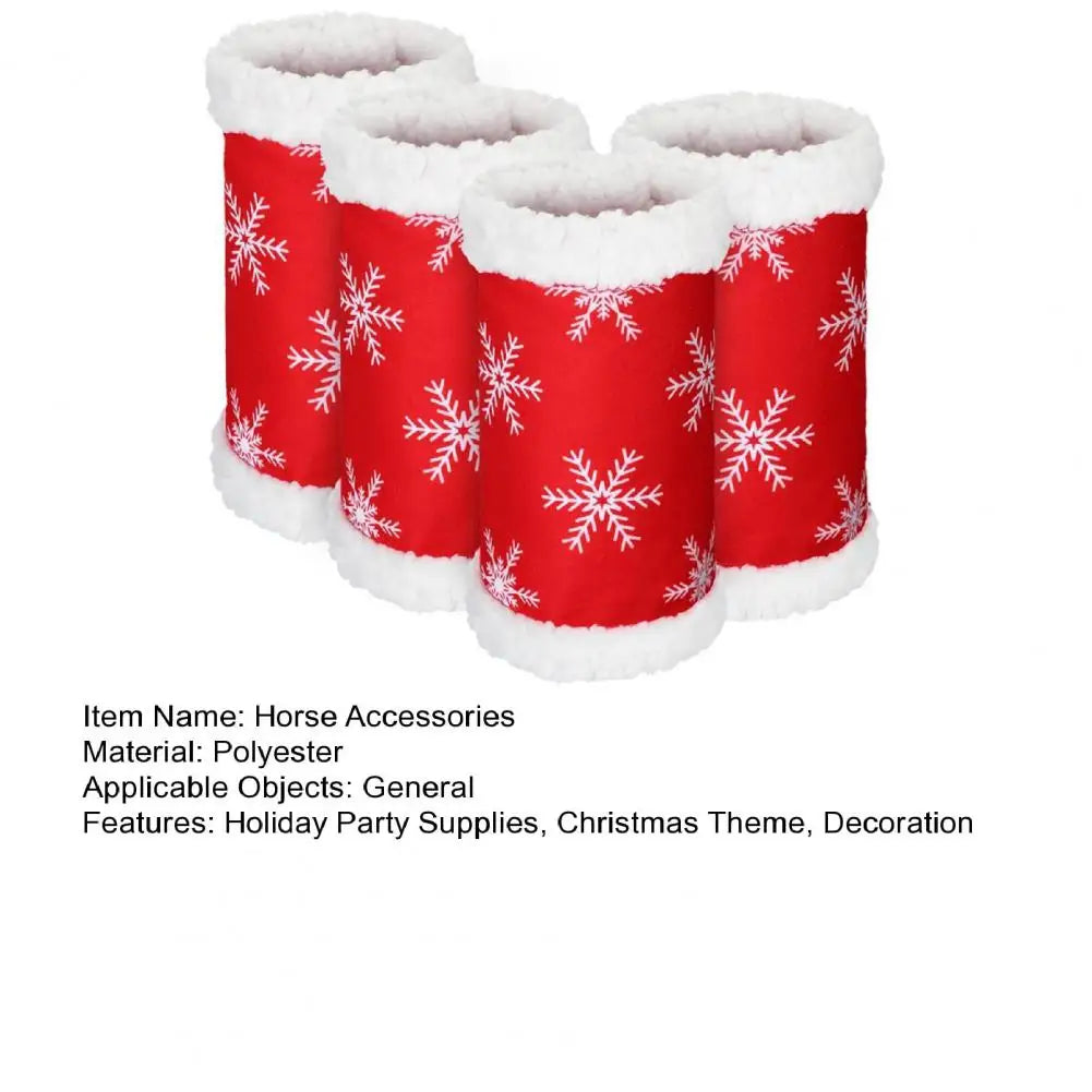 1/4/7 Pcs Horse Christmas Red Costumes  - Santa Hat , Horse Saddle , Pad Leg Wraps Decoration Accessories Xmas Winter Holiday Supplies - ghoddosh.com