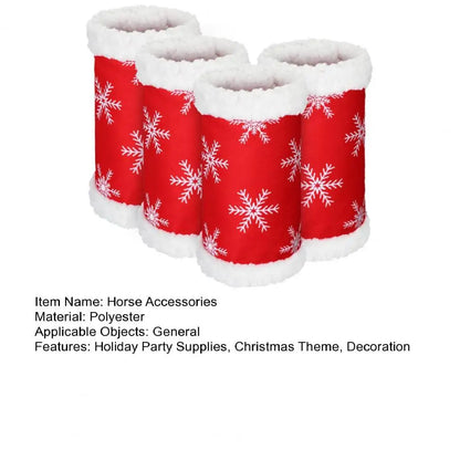 1/4/7 Pcs Horse Christmas Red Costumes  - Santa Hat , Horse Saddle , Pad Leg Wraps Decoration Accessories Xmas Winter Holiday Supplies - ghoddosh.com