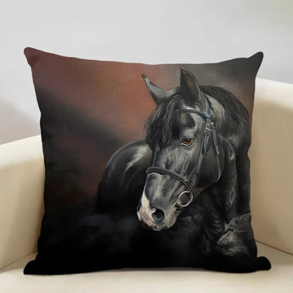  Horse Customized Cushion Cover  45x45cm Linen Pillow Case - Ghoddosh