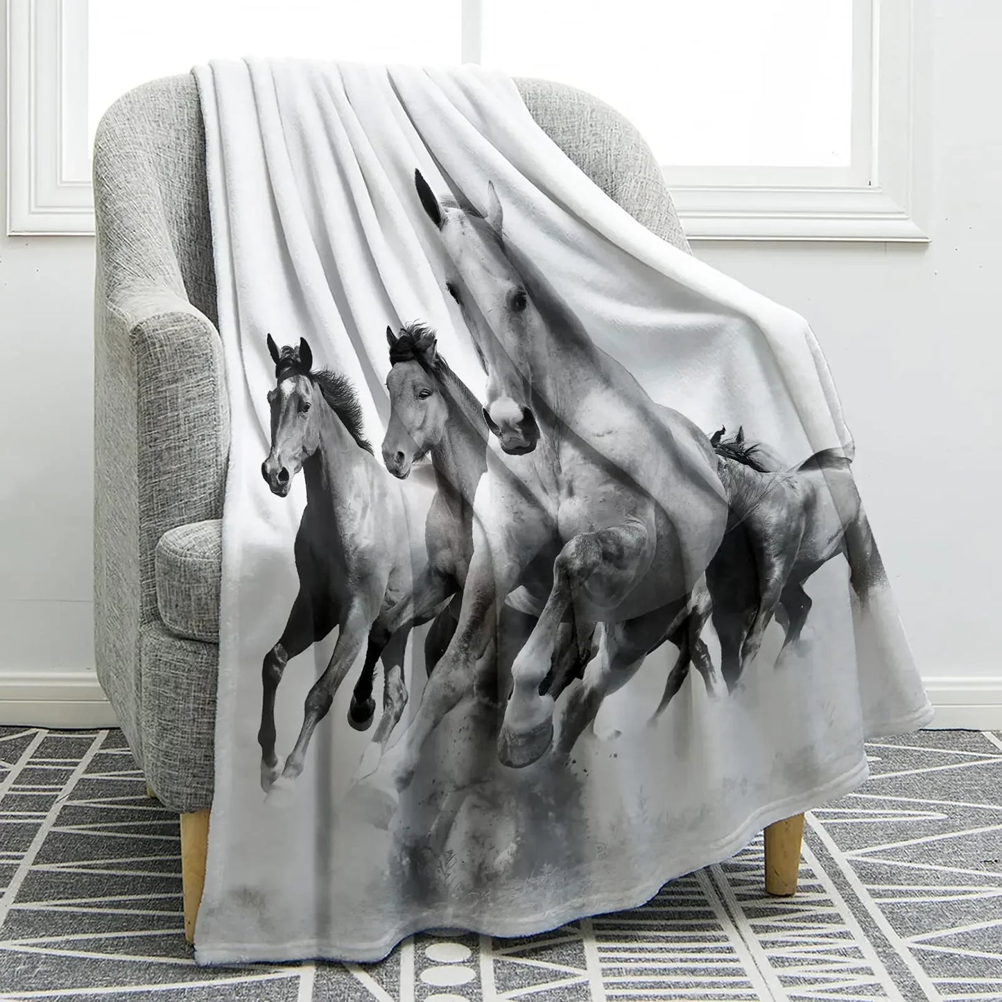 Horse lovers Blanket / Cowgirl  Western Soft Warm Print  Blanket