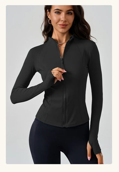 Full Zipper Sports  Women's Shirt -  Slim Long Sleeve  Exercise Sweatshirt @ ghoddosh.com
