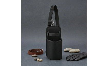 Horse Saddle Water Bottle Holder with Metal Buckle – Black Nylon Equestrian Drink Pouch for Trail Riding. @ ghoddosh.com