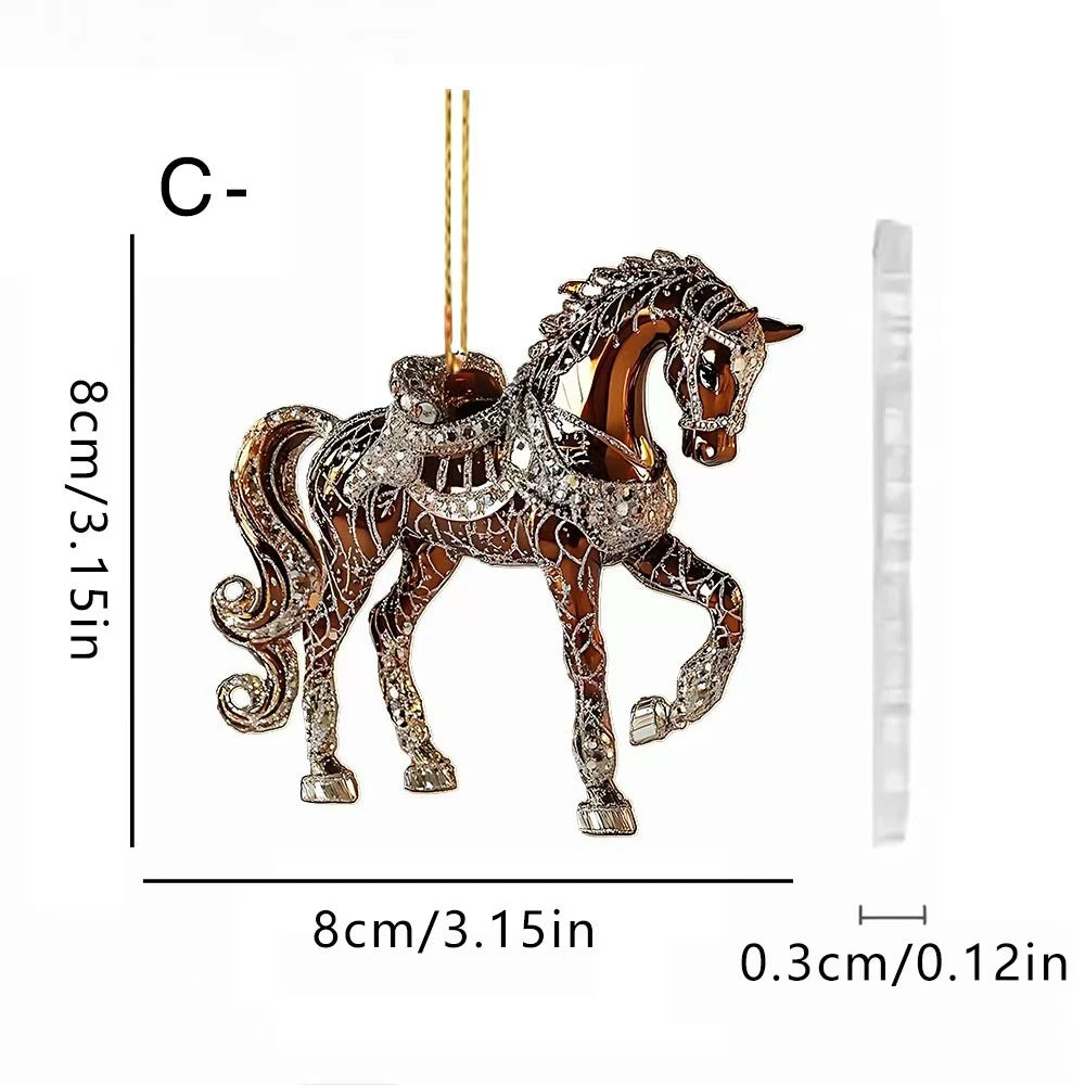2D Acrylic Horse Christmas Pendant / Magical Horse  Tree Ornament @ghoddosh.com