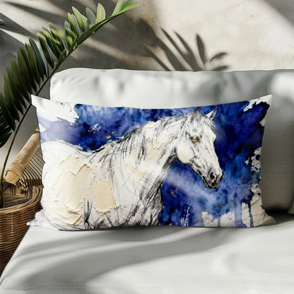 2D White - Blue Horse Abstract Cushion @ ghoddosh.com