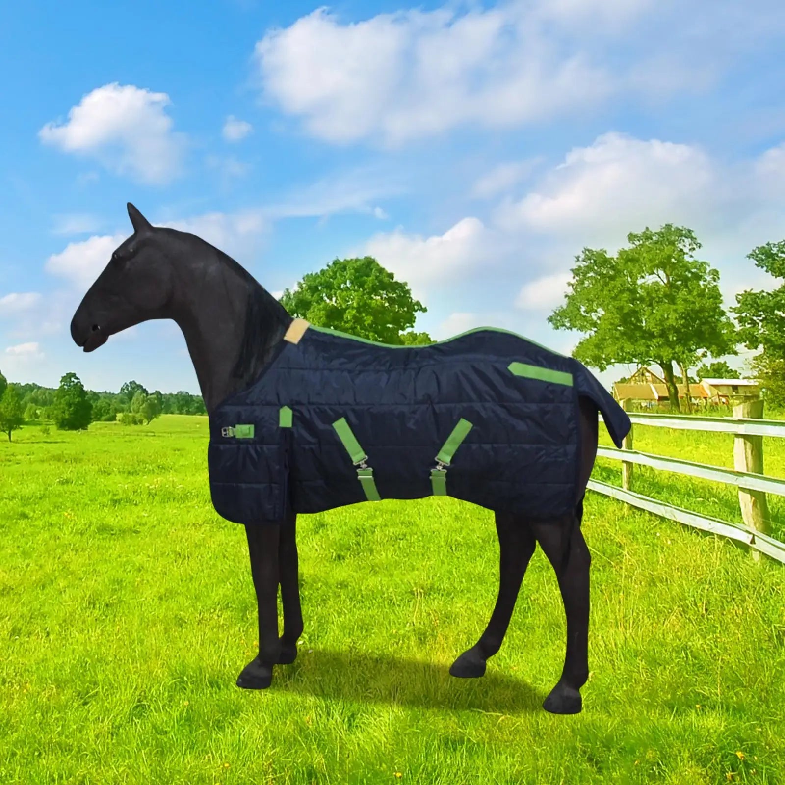 Waterproof Oxford Turnout Horse Rug with Tail & Neck Sheet – Windproof Winter Blanket

