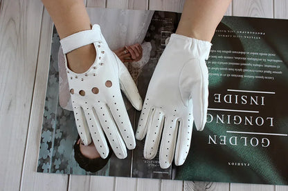  Equestrian Summer  Women's  Leather Gloves / Unlined Fashion Hollow Out Style . Ghoddosh
