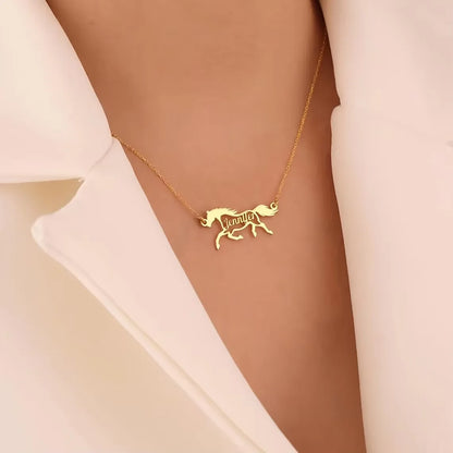 Custom Personalized Horse Name Necklace –  Stainless Steel Equestrian Pendant @ ghoddosh.com