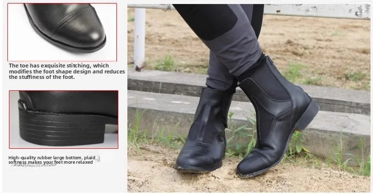 Unisex Equestrian Boots , Cowhide Leather ,Non-Slip, Shock-Absorbing & Breathable Horse Riding  Ankle Boots @ ghoddosh.com