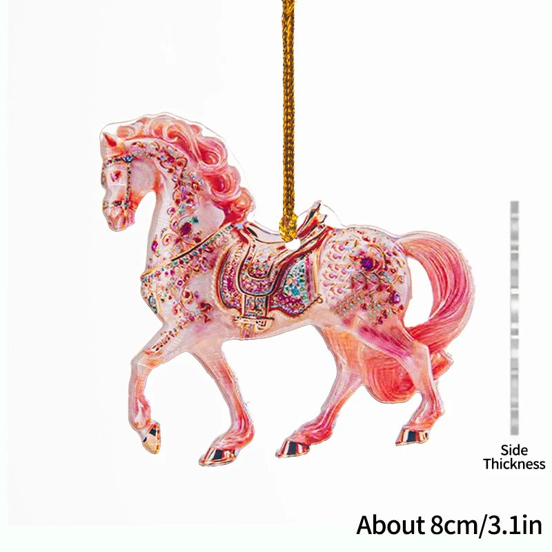 2D Acrylic Horse  Hanging Christmas Tree Ornaments - Ghoddosh.com