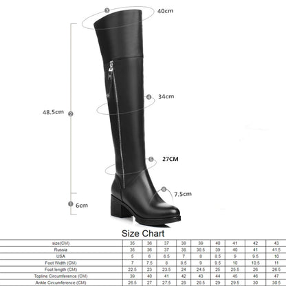 Women  Genuine Leather Thick Velvet  Long Boots